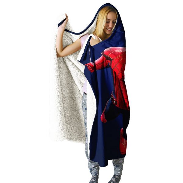 Spider-Man Hooded Blanket - Little Spiderman Blue Blanket
