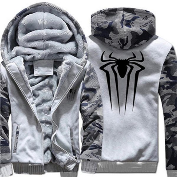 Spider-Man Jackets - Solid Color Spider Man Movie Series One Piece Logo Sign Icon Fleece Jacket