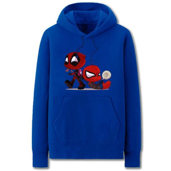 Spiderman and Deadpool Hoodies - Cute Solid Color Spiderman and Deadpool Cartoon Style Funny Fleece Hoodie
