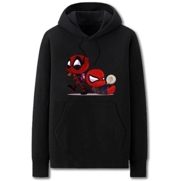 Spiderman and Deadpool Hoodies - Cute Solid Color Spiderman and Deadpool Cartoon Style Funny Fleece Hoodie