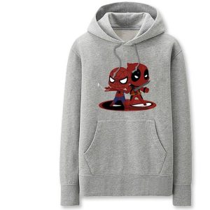 Spiderman and Deadpool Hoodies - Solid Color Cartoon Style Spiderman Deadpool Funny Fleece Hoodie
