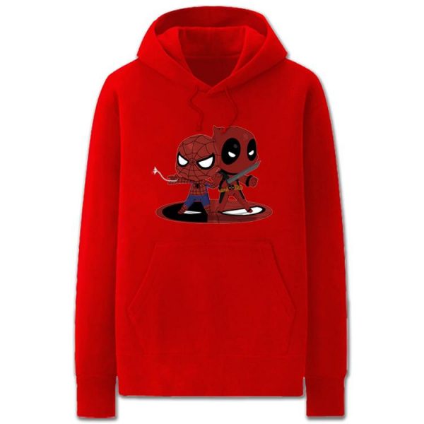 Spiderman and Deadpool Hoodies - Solid Color Cartoon Style Spiderman Deadpool Funny Fleece Hoodie