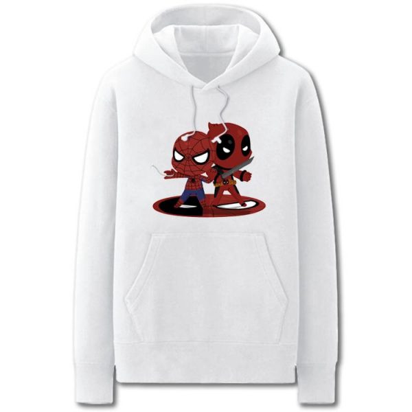 Spiderman and Deadpool Hoodies - Solid Color Cartoon Style Spiderman Deadpool Funny Fleece Hoodie