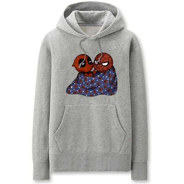 Spiderman and Deadpool Hoodies - Solid Color Spiderman Deadpool Cartoon Style Super Funny Fleece Hoodie