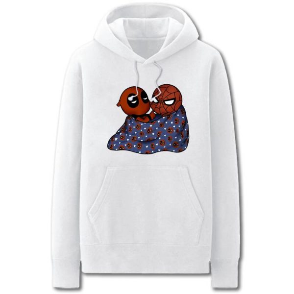 Spiderman and Deadpool Hoodies - Solid Color Spiderman Deadpool Cartoon Style Super Funny Fleece Hoodie