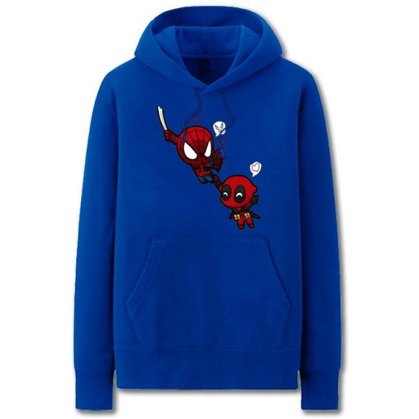 Spiderman and Deadpool Hoodies - Super Funny Solid Color Hero Spiderman and Deadpool Cartoon Style Fleece Hoodie