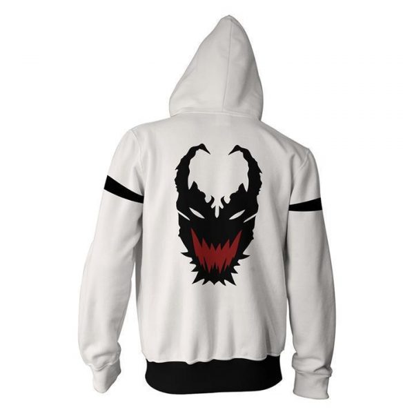 Spiderman Hoodies - Black and white venom spiderman 3D Zip Up Hoodie