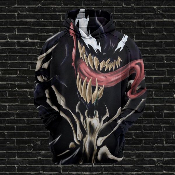 Spiderman Hoodies - Venom Spiderman Series Spuer Cool Black 3D Hoodie