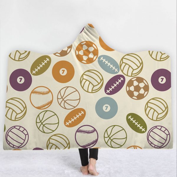 Sports Hooded Blanket - Many Ball Grey Blanket
