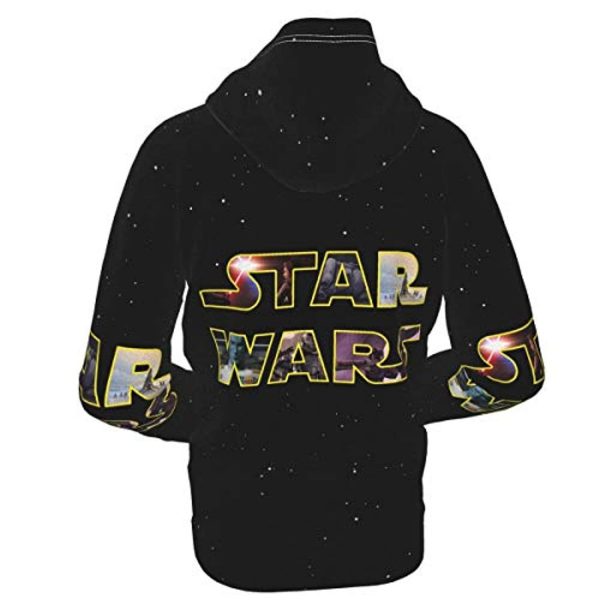 Star Wars Hooded Jacket - Star Wars Black Starry 3D Print Hooded Zip Up Coat with Pocket