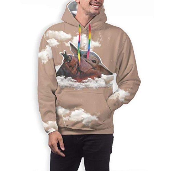 Star Wars Hoodies - Baby Yoda 3D Print Beige Hooded Jumper with Pocket