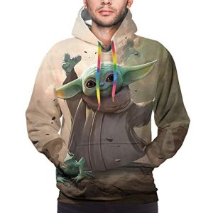 Star Wars Hoodies - Baby Yoda 3D Print Beige Hooded Jumper with Pocket