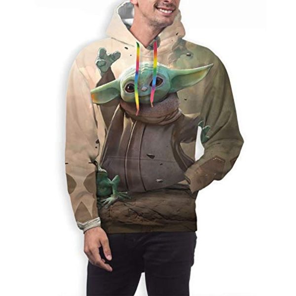 Star Wars Hoodies - Baby Yoda 3D Print Beige Hooded Jumper with Pocket
