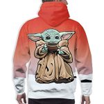 Star Wars Hoodies - Baby Yoda 3D Print Red Hooded Jumper with Pocket