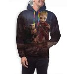 Star Wars Hoodies - Star Wars Baby Yoda and Groot 3D Print Hooded Jumper with Pocket