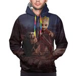 Star Wars Hoodies - Star Wars Baby Yoda and Groot 3D Print Hooded Jumper with Pocket