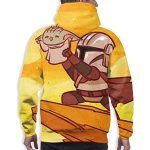 Star Wars Hoodies - Star Wars Cartoon the Mandalorian Baby Yoda Yellow 3D Print Hooded Jumper with Pocket