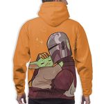Star Wars Hoodies - Star Wars The Mandalorian and Baby Yoda Yellow 3D Print Hooded Jumper with Pocket