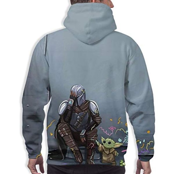 Star Wars Hoodies - Star Wars the Mandalorian Baby Yoda 3D Print Grey Hooded Jumper with Pocket
