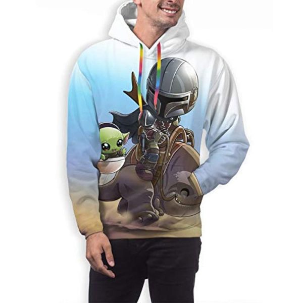 Star Wars Hoodies - Star Wars the Mandalorian Baby Yoda 3D Print Light Blue Hooded Jumper with Pocket