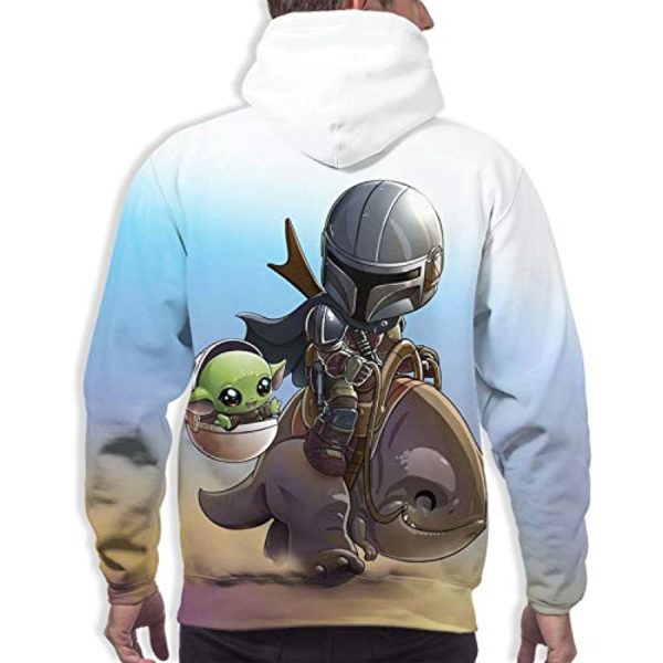 Star Wars Hoodies - Star Wars the Mandalorian Baby Yoda 3D Print Light Blue Hooded Jumper with Pocket