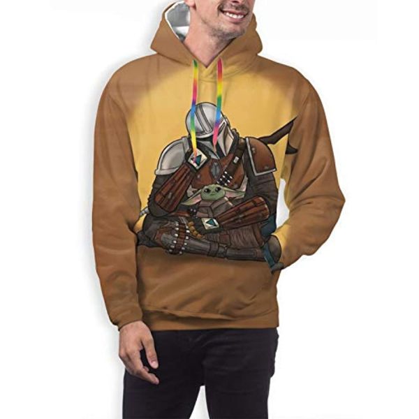 Star Wars Hoodies - Star Wars the Mandalorian Baby Yoda 3D Print Yellow Hooded Jumper with Pocket