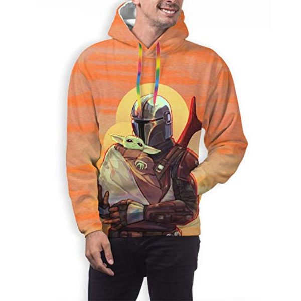 Star Wars Hoodies - Star Wars the Mandalorian Baby Yoda Orange 3D Print Hooded Jumper with Pocket