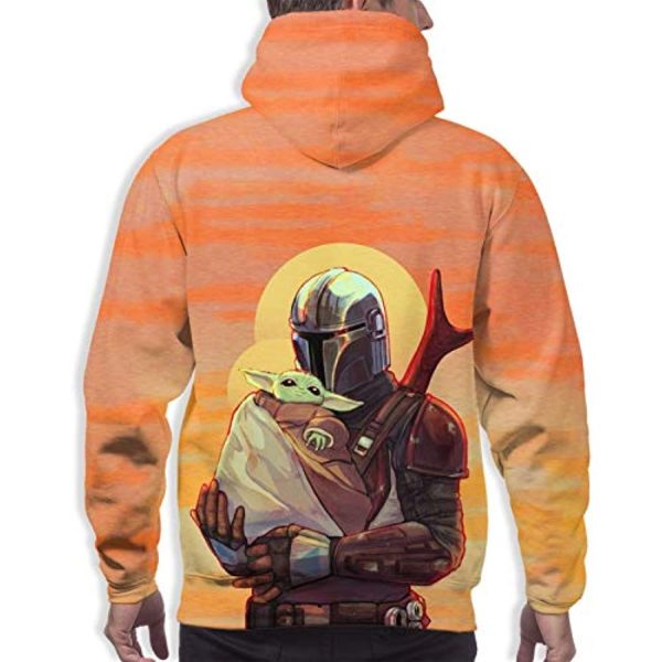 Star Wars Hoodies - Star Wars the Mandalorian Baby Yoda Orange 3D Print Hooded Jumper with Pocket