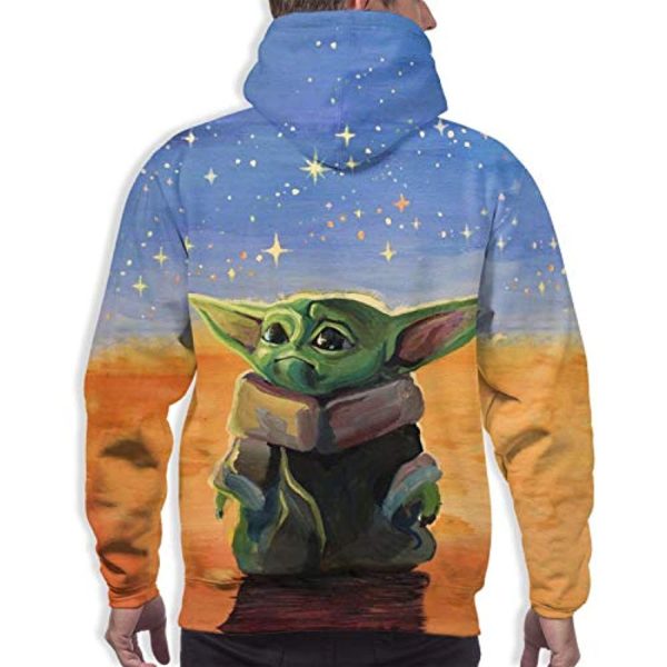 Star Wars Hoodies - Star Wars Yoda Sky Blue 3D Print Hooded Jumper with Pocket