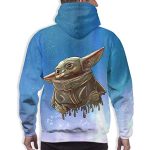 Star Wars Hoodies - Star Wars Yoda Sky Blue 3D Print Hooded Jumper with Pocket