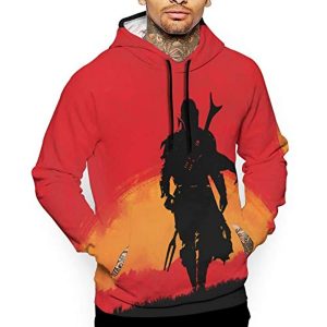 Star Wars Hoodies - the Mandalorian 3D Print Red Hooded Jumper with Pocket