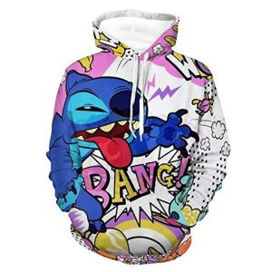 Stitch Hoodies - 3D Casual Pullover Hoodie Tops Sweatshirt with Front Pocket
