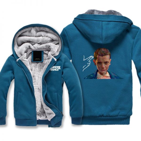 Stranger Things Jackets - Solid Color Eleven Mono-Eye Icon Fleece Jacket