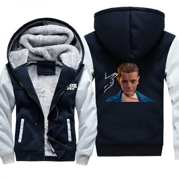 Stranger Things Jackets - Solid Color Eleven Mono-Eye Icon Fleece Jacket