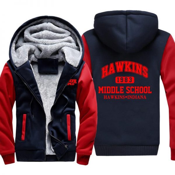 Stranger Things Jackets - Solid Color HAWKINS Red Icon Fleece Jacket