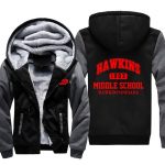 Stranger Things Jackets - Solid Color HAWKINS Red Icon Fleece Jacket