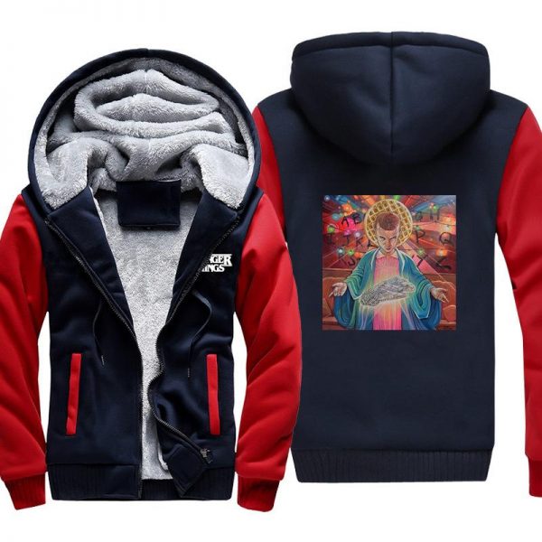 Stranger Things Jackets - Solid Color Jesus Eleven Icon Fleece Jacket