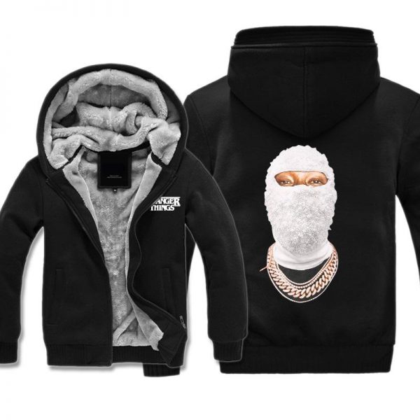 Stranger Things Jackets - Solid Color Masked Man Icon Fleece Jacket