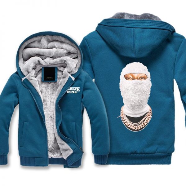 Stranger Things Jackets - Solid Color Masked Man Icon Fleece Jacket