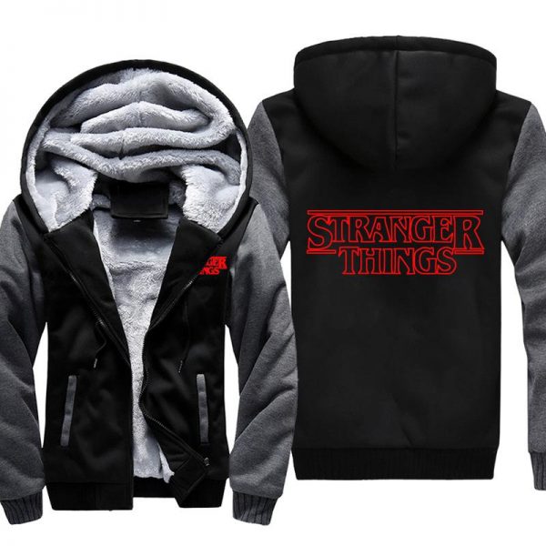Stranger Things Jackets - Solid Color Red Logo Icon Fleece Jacket