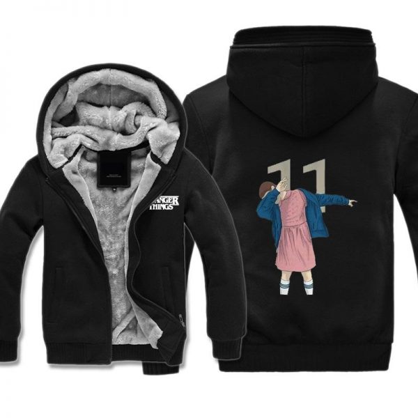 Stranger Things Jackets - Solid Color Stranger Things Dab Eleven Icon Fleece Jacket