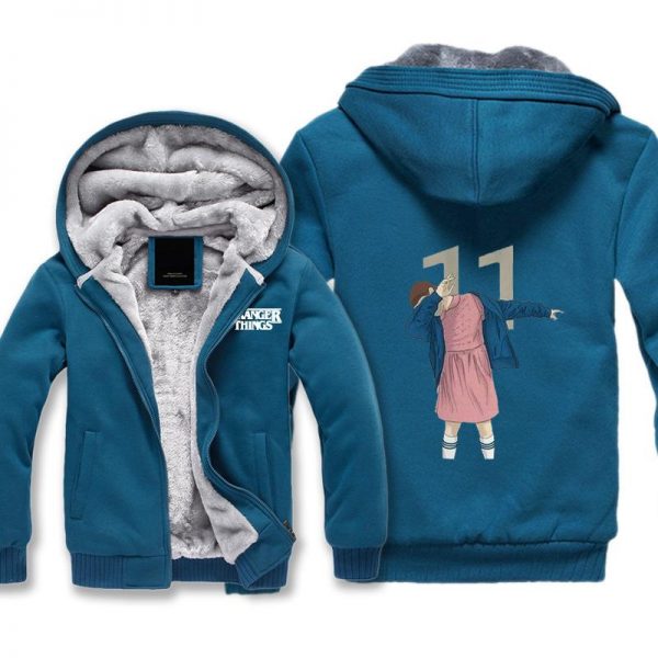 Stranger Things Jackets - Solid Color Stranger Things Dab Eleven Icon Fleece Jacket