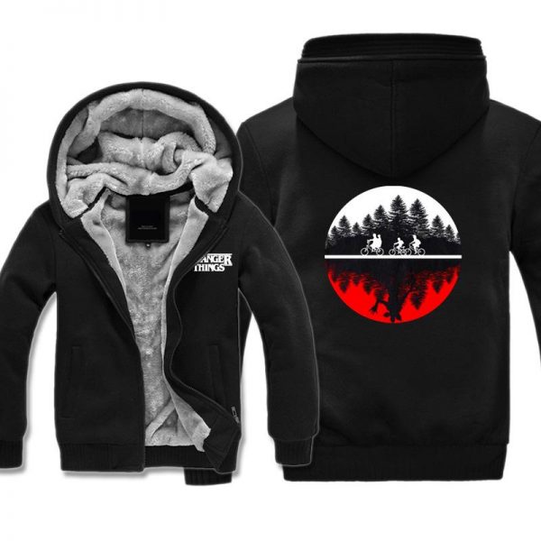 Stranger Things Jackets - Solid Color Stranger Things Upside Down Icon Fleece Jacket