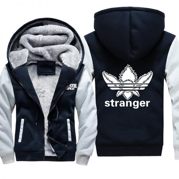 Stranger Things Jackets - Solid Color Upside Down Monster Icon Fleece Jacket