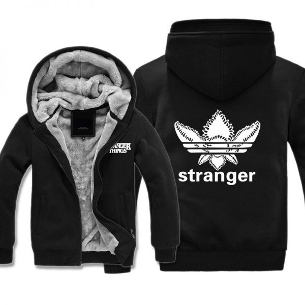 Stranger Things Jackets - Solid Color Upside Down Monster Icon Fleece Jacket