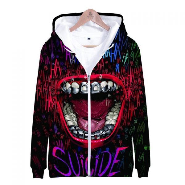 Suicide Squad Hoodies - Joker Series Blood Red Mouth Joker Icon Unisex 3D Hoodie