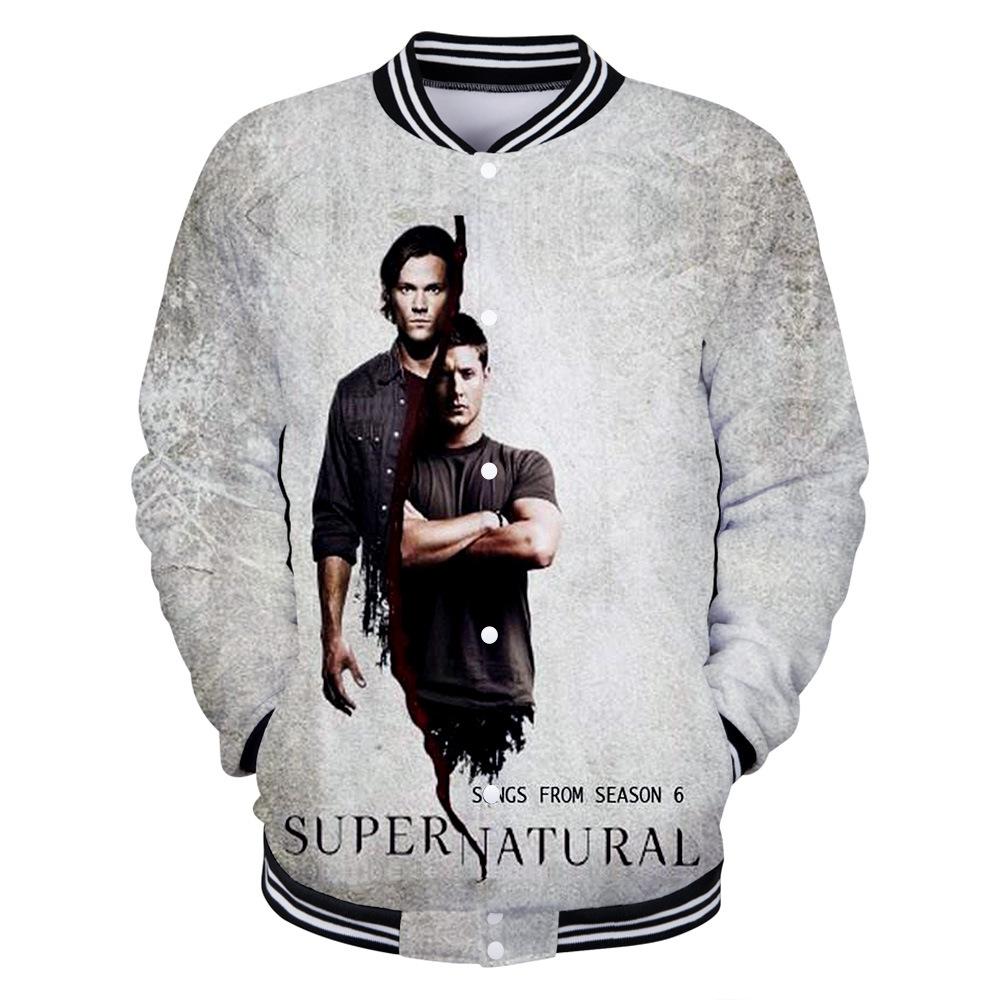 Supernatural 3D Printed Baseball Jacket Sweatershirts Outwear