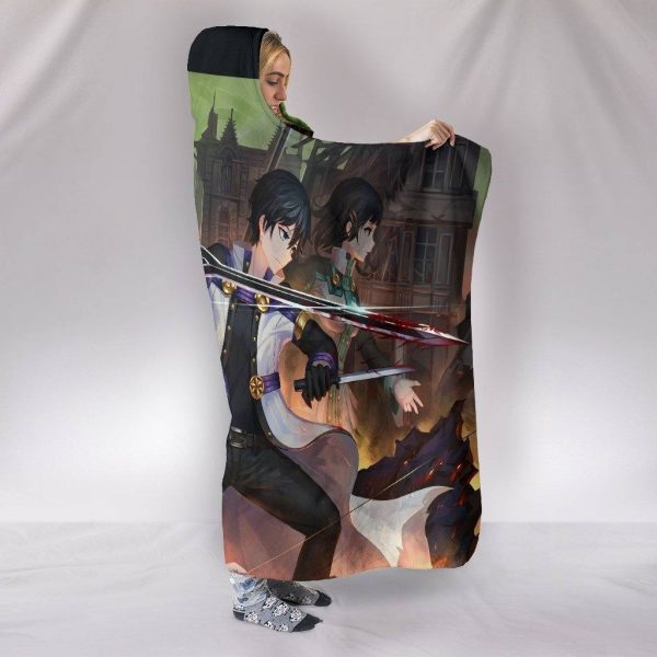 Sword Art Online Ordinal Scale Hooded Blanket - Black  Many People Blanket