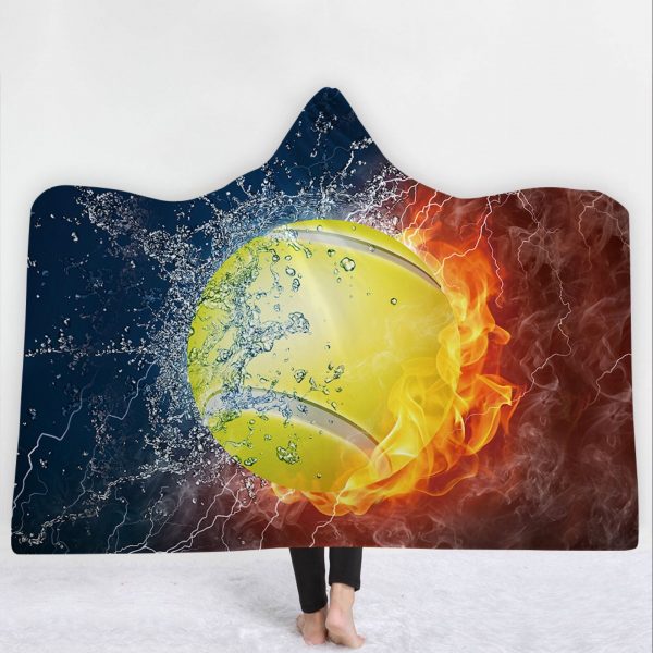 Tennis Ball Hooded Blanket - Water And Fire Yellow Blanket