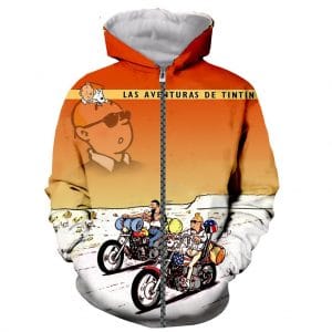 The Adventures of Tintin 3D Printed Zipper Hoodies